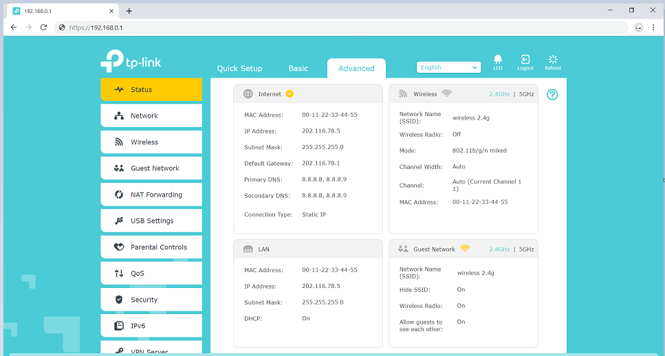 Step 4: TP-Link Admin Dasboard